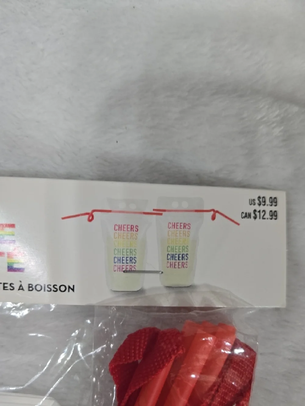 Nwt! Celebrate It Rainbow 'CHEERS' Drink Pouches with Red Carry Straps